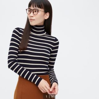 ユニクロ(UNIQLO)のUNIQLO エクストラファインメリノリブタートルネック(ニット/セーター)