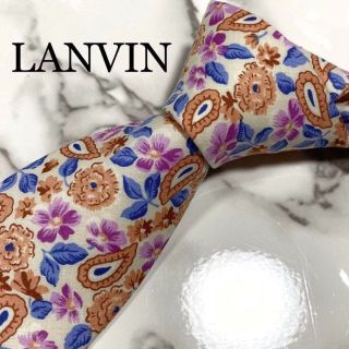 ランバン(LANVIN)のネクタイ　ランバン　花柄　総柄　ハンドメイド　マルチカラー　コットン(ネクタイ)