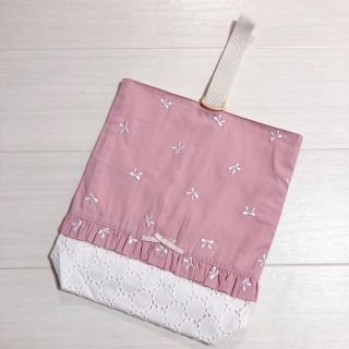 入園・入学　刺繍リボン　くすみ　上靴袋(バッグ/レッスンバッグ)