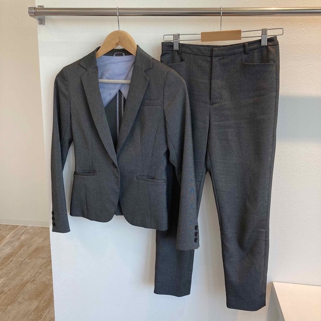 SUIT SELECT パンツスーツ セットアップ 上下7号 グレー×ピンヘッドレディース