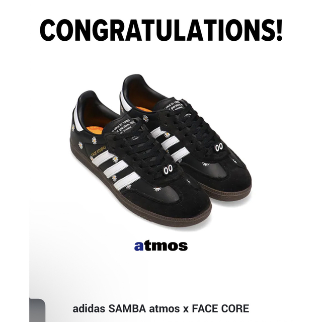 adidas SAMBA atmos x FACE CORE BLACK