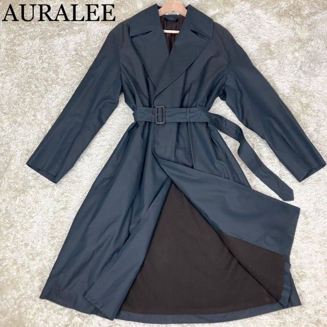 国内発送 オーラリー - AURALEE FINX ネイビー COAT TRENCK BIG