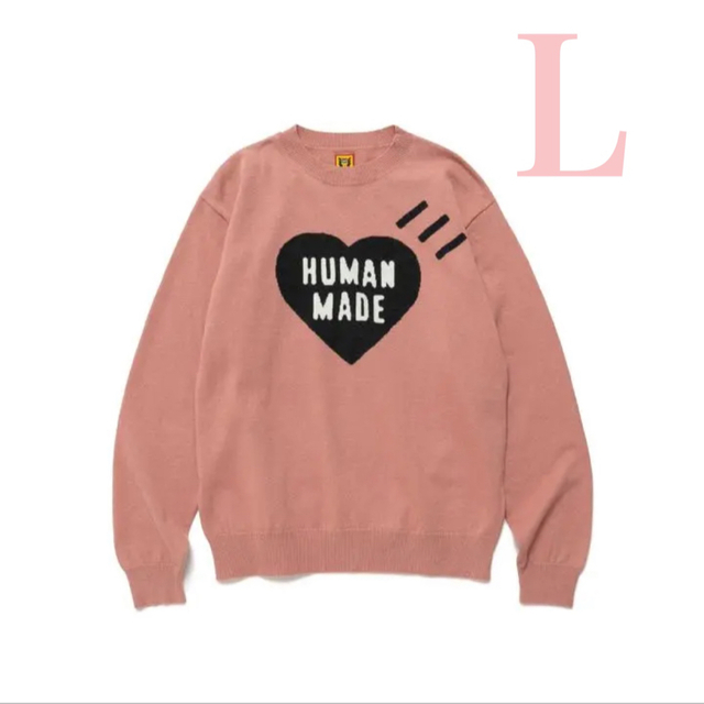 HUMAN MADE(ヒューマンメイド)のHUMAN MADE HEART L/S KNIT SWEATER PINK メンズのトップス(ニット/セーター)の商品写真