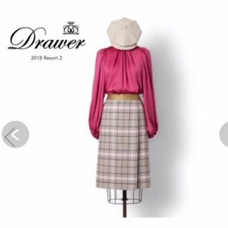 ドゥロワー(Drawer)の極美品♡ドゥロワー drawer スカート チェック ベージュ ピンク(ひざ丈スカート)