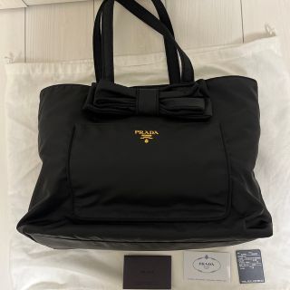 プラダ(PRADA)のプラダ　バッグ　黒　リボントートバッグ　ナイロン　マザーズバッグ(トートバッグ)