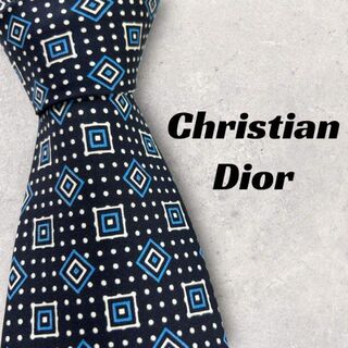 クリスチャンディオール(Christian Dior)の【3959】良品！Christian Dior ネクタイ　ブルー系　ドット柄(ネクタイ)