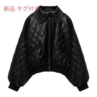 ザラ(ZARA)の新品タグ付き 完売品 ZARA フェイクレザー キルティングジャケット 黒(ブルゾン)