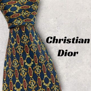 クリスチャンディオール(Christian Dior)の【3994】良品！Christian Dior ネクタイ　ネイビー系　総柄(ネクタイ)