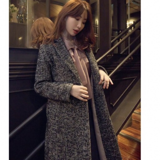 Her lip to(ハーリップトゥ)のHerringbone Wool-Blend Chester Coat 新品 レディースのジャケット/アウター(チェスターコート)の商品写真