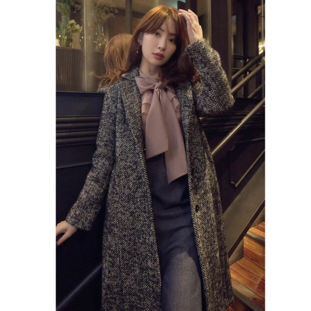 Her lip to(ハーリップトゥ)のHerringbone Wool-Blend Chester Coat 新品 レディースのジャケット/アウター(チェスターコート)の商品写真