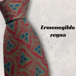 エルメネジルドゼニア(Ermenegildo Zegna)の【3885】良品！エルメネジルドゼニア　ネクタイ　レッド系　総柄(ネクタイ)