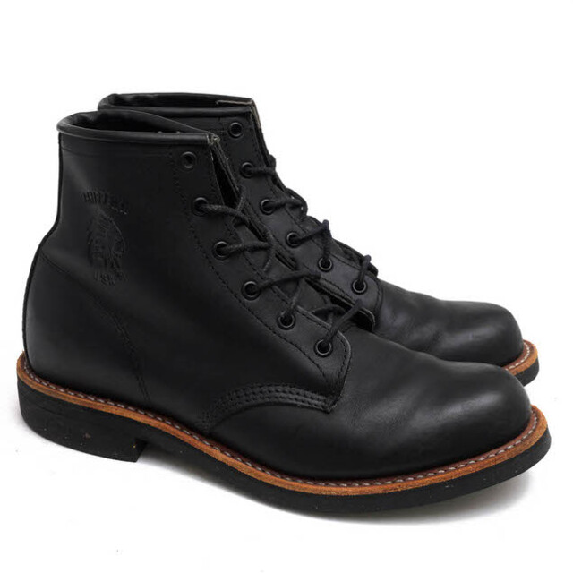 チペワ／CHIPPEWA ワークブーツ シューズ 靴 メンズ 男性 男性用レザー 革 本革 ブラック 黒  97064 6 SERVICE BOOT BLACK ODESSA サービスブーツ プレーントゥ Vibramソール グッドイヤーウェルト製法 1