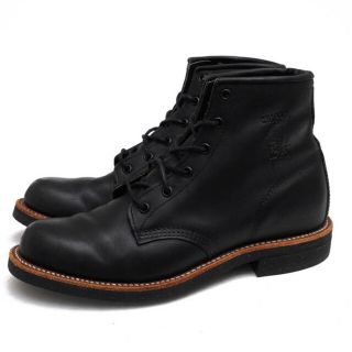 チペワ(CHIPPEWA)のチペワ／CHIPPEWA ワークブーツ シューズ 靴 メンズ 男性 男性用レザー 革 本革 ブラック 黒  97064 6 SERVICE BOOT BLACK ODESSA サービスブーツ プレーントゥ Vibramソール グッドイヤーウェルト製法(ブーツ)