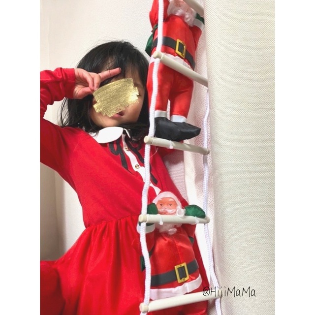 クリスマス サンタ シンプル ツリー はしごのぼり サンタクロース Xmas インテリア/住まい/日用品のインテリア小物(モビール)の商品写真