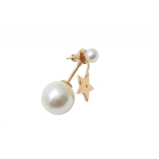 Dior ディオール ピアス 両耳 アクセサリー 装飾品 M スター 星 フェイクパール GP ゴールド ホワイト 美品  44422
