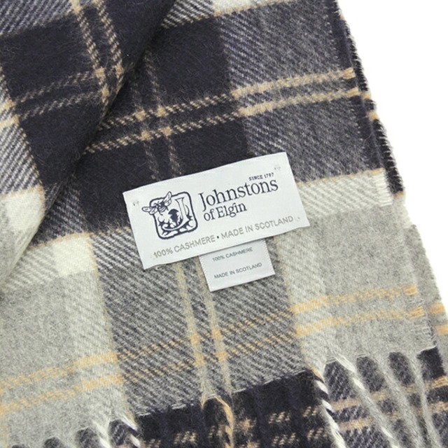 新品 ジョンストンズ JOHNSTONS マフラー・ストール シルバーバンノックベーン