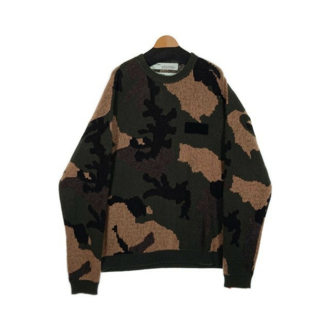 ★オフホワイト ニット セーター 18AW カモフラ  迷彩 sizeS