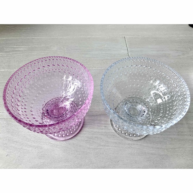 iittala(イッタラ)の希少！イッタラ　カステヘルミ スタンドボウル ペールピンク廃盤品 エンタメ/ホビーの美術品/アンティーク(ガラス)の商品写真