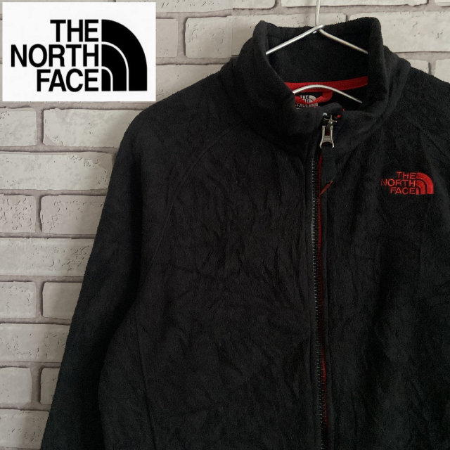 THE NORTH FACE(ザノースフェイス)のTHE NORTH FACE フリースジャケット フルジップ 黒＆赤 ボーイズL キッズ/ベビー/マタニティのキッズ服男の子用(90cm~)(その他)の商品写真