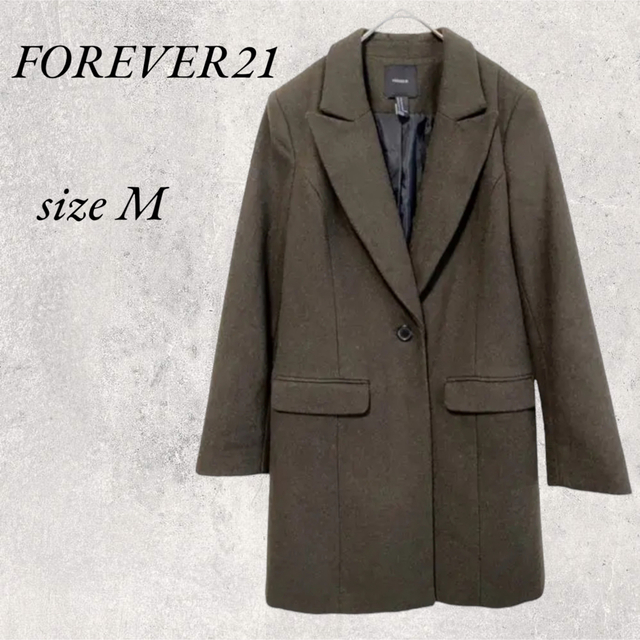 FOREVER 21(フォーエバートゥエンティーワン)のフォーエバー21 カーキコートsize M レディースのジャケット/アウター(チェスターコート)の商品写真