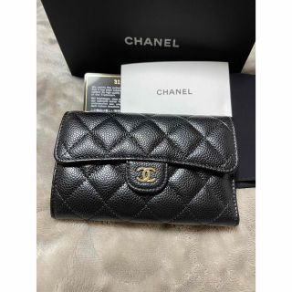 シャネル(CHANEL)のシャネル　★  フラップウォレット　マトラッセ　黒　★   美品(財布)