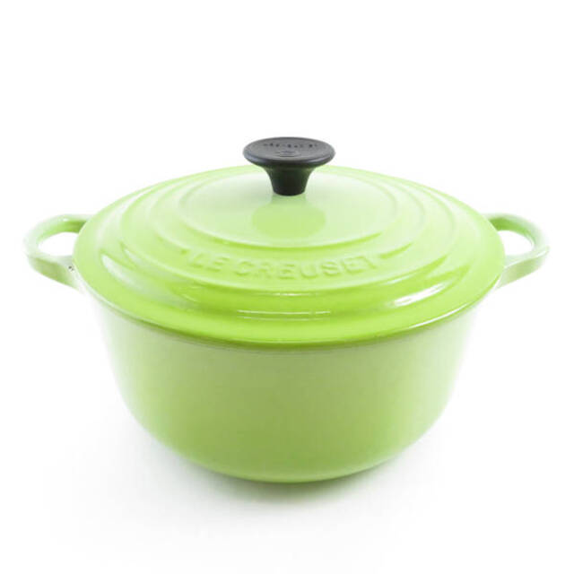 LE CREUSET - ルクルーゼ ココットロンド 両手鍋 グリーン系 LE CREUSET - ルクルーゼ ココットロンド 両手鍋 グリーン系