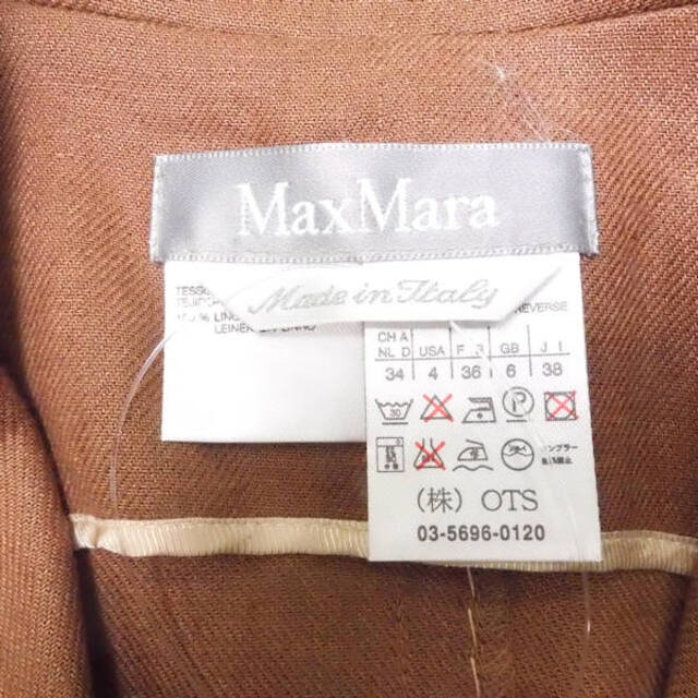 MAXMARA マックスマーラ ワンピース ブラウン系 38 リネン100％ ノースリーブ AM3619A31