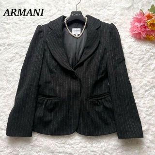 アルマーニ コレツィオーニ(ARMANI COLLEZIONI)の【美品】アルマーニ　コレツォーニ　カシミヤ100%  ジャケット　リボン　黒(テーラードジャケット)