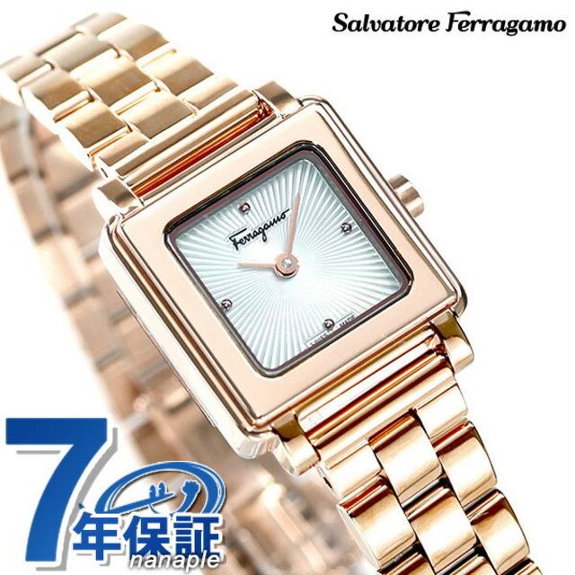 おすすめネット Salvatore Ferragamo サルヴァトーレ・フェラガモ 腕時計 スクエア 20mm クオーツ  SFBY00419Salvatore Ferragamo ホワイトシェルxピンクゴールド 腕時計