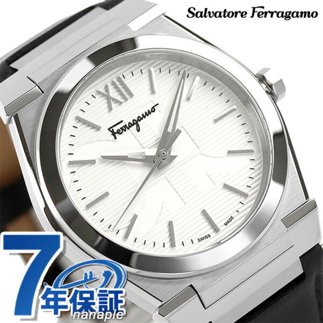 輝く高品質な クオーツ 40mm ベガ 腕時計 サルヴァトーレ・フェラガモ - Ferragamo Salvatore SFYF00121Salvatore ホワイトxブラック Ferragamo 腕時計(アナログ)