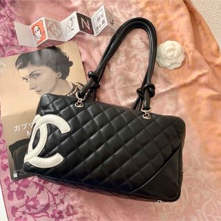 シャネル(CHANEL)のシャネル  カンボンライン　ボーリングバッグ　ブラック　ホワイト ビックココ(ショルダーバッグ)