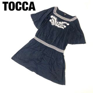 トッカ(TOCCA)のトッカ　ワンピース　ブラック　ホワイト　 1　半袖　刺繍(ひざ丈ワンピース)