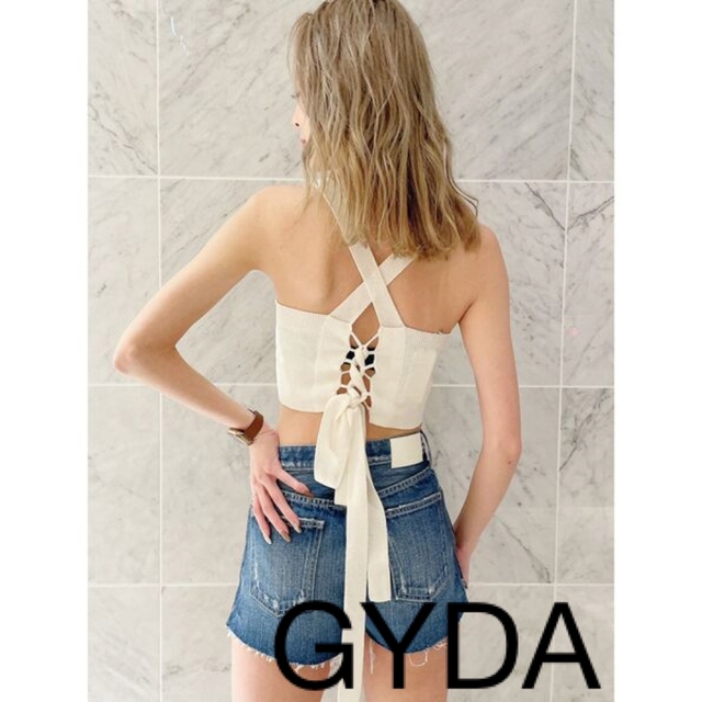 GYDA - GYDA タンクトップ バッククロスニットトップス ホワイト GYDA - GYDA タンクトップ バッククロスニットトップス ホワイト