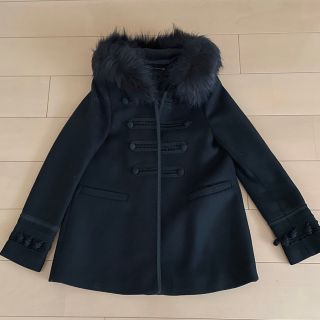 ザラ(ZARA)のZARAザラ♡XS黒フードファー付ダッフル風コート(ダッフルコート)