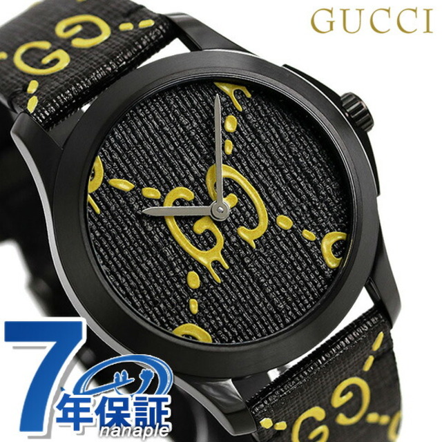 割引 Gucci グッチ 腕時計 Gタイムレス ゴースト 40mm クオーツ YA1264019GUCCI ブラック/イエローxブラック/イエロー  腕時計(アナログ)