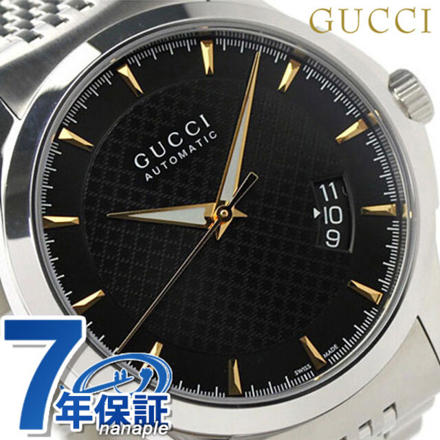【本物保証】 Gucci - ブラックxシルバー YA126420GUCCI 自動巻き Gタイムレス 腕時計 グッチ 腕時計(アナログ)