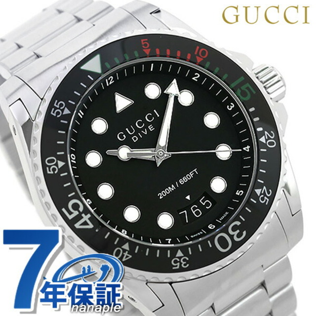 Gucci - グッチ 腕時計 ダイヴ 48mm クオーツ YA136208AGUCCI ブラックxシルバー