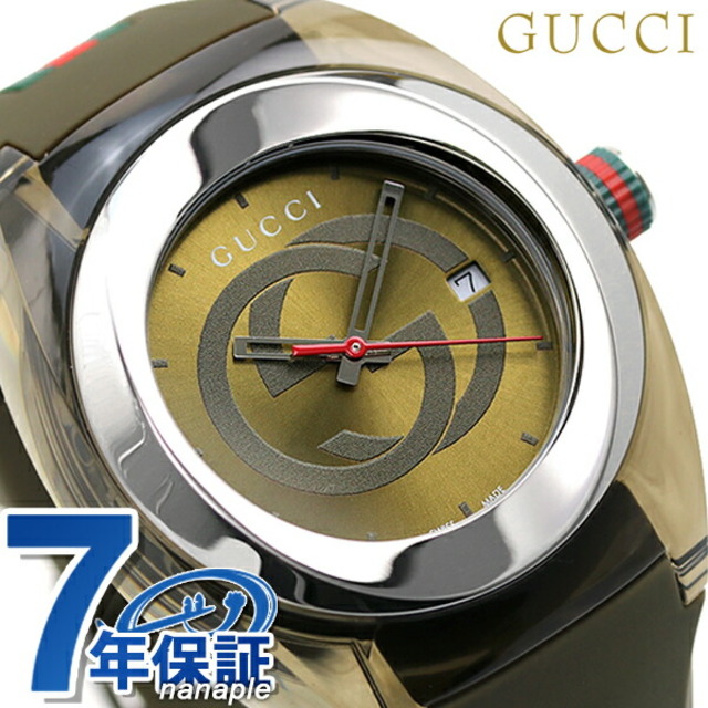 【即納！最大半額！】 Gucci - グッチ 腕時計 シンク クオーツ YA137106GUCCI カーキxカーキ 腕時計(アナログ)