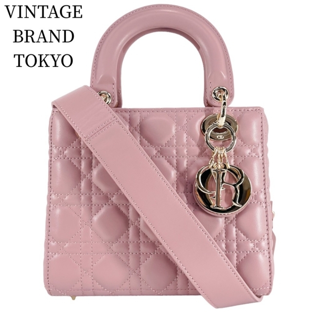 Christian Dior クリスチャンディオール 2WAY レディディオール MY ABCDIOR カナージュ ハンドバッグ ショルダーバッグ かばん 鞄 M0538OCAL_M77P ラムスキン    ピンク ゴールド金具 レディース 美品【品】