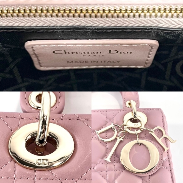 Christian Dior(クリスチャンディオール)のChristian Dior クリスチャンディオール 2WAY レディディオール MY ABCDIOR カナージュ ハンドバッグ ショルダーバッグ かばん 鞄 M0538OCAL_M77P ラムスキン    ピンク ゴールド金具 レディース 美品【中古品】 レディースのバッグ(ショルダーバッグ)の商品写真