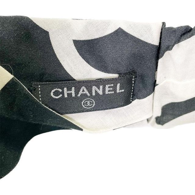 CHANEL シャネル ヘアバンド コットン ホワイト ブラック tv