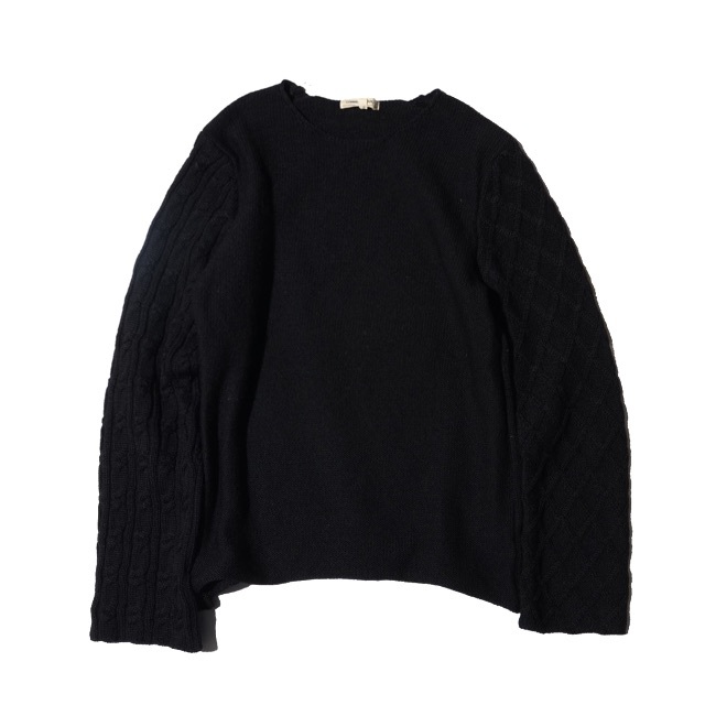 COMME des GARCONS - コムデギャルソン 総黒パネル デザインニット  セーター ゆったりめS