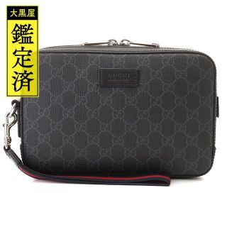 グッチ(Gucci)のグッチ　セカンドポーチ　495562　GGスプリーム/レザー　【432】(セカンドバッグ/クラッチバッグ)