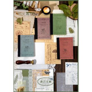 新品❗️花と早朝の薄霧シリーズ レトロコラージュ素材紙 多素材 5種150枚