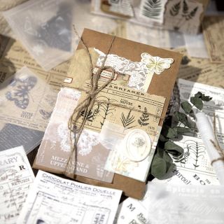 新品❗️花と早朝の薄霧シリーズ レトロコラージュ素材紙 多素材 5種150枚