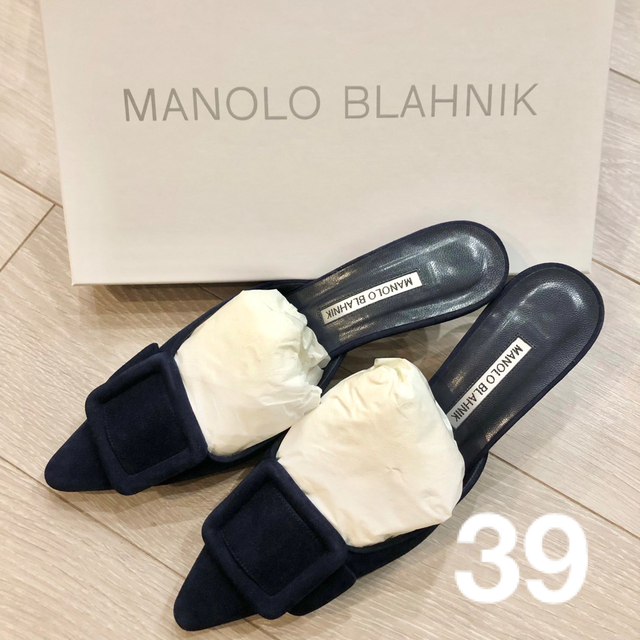 最安値挑戦】 - BLAHNIK MANOLO 【中古】39 ネイビー ミュール