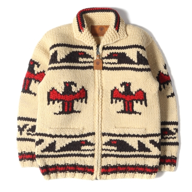 メンズCANADIAN SWEATER COMPANY カナディアンセーター カンパニー ニット サンダーバード柄 カウチンニット セーター ナチュラル 記載なし(M位) トップス 長袖 【メンズ】