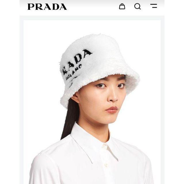 ピペン】 PRADA - プラダ PRADA ハット バケットハット ホワイト 白 M