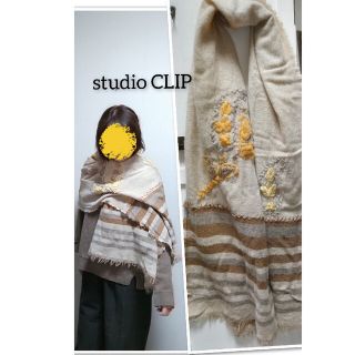 スタディオクリップ(STUDIO CLIP)のstudio CLIP花刺繍　起毛ストール(マフラー/ショール)