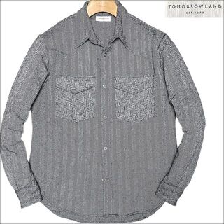 トゥモローランド(TOMORROWLAND)のJ6046 美品 トゥモローランド ヘリンボーンツイードシャツジャケット 灰 M(シャツ)